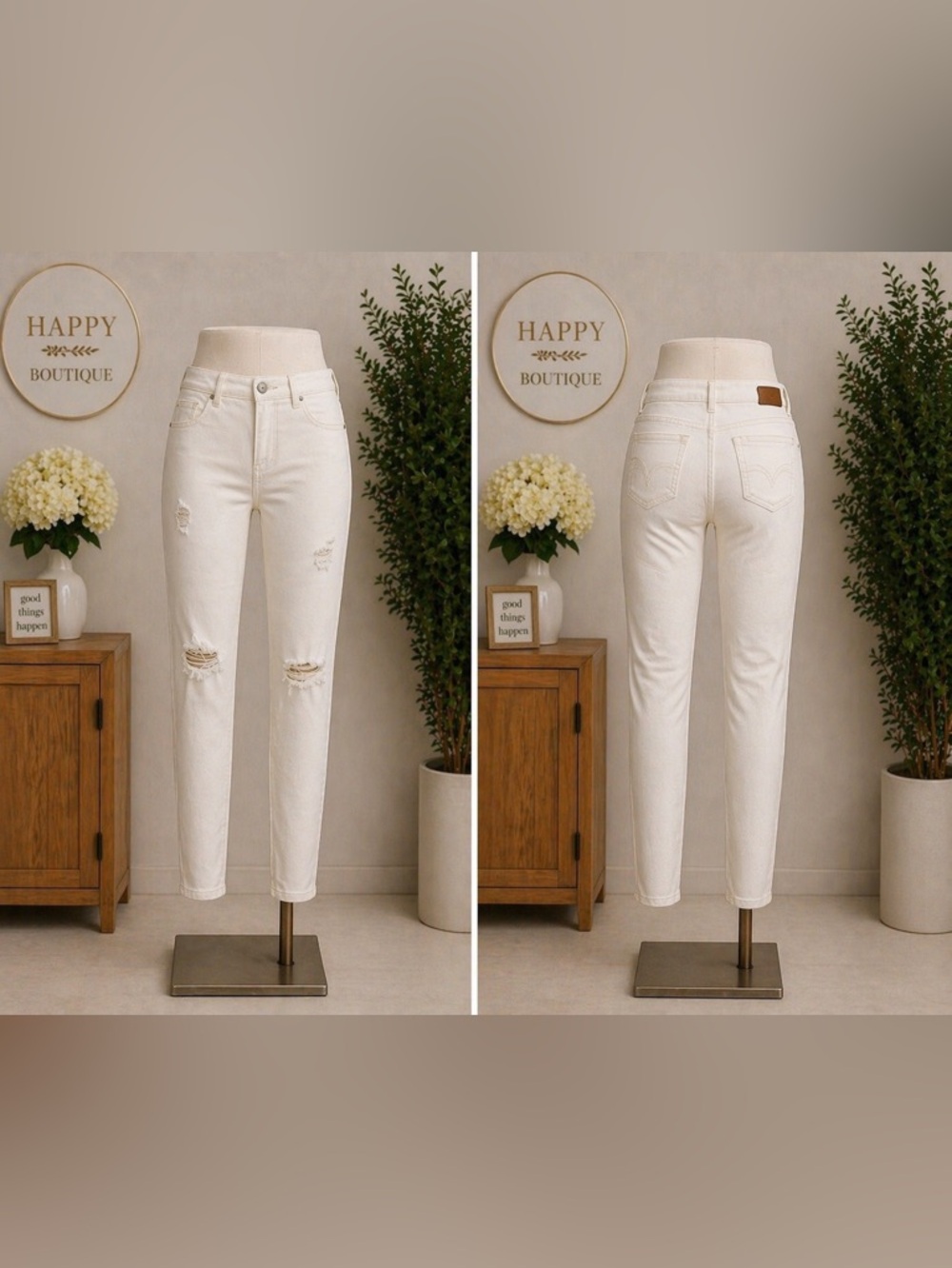 Hollister White Denim Jeans with Branded Waist Label